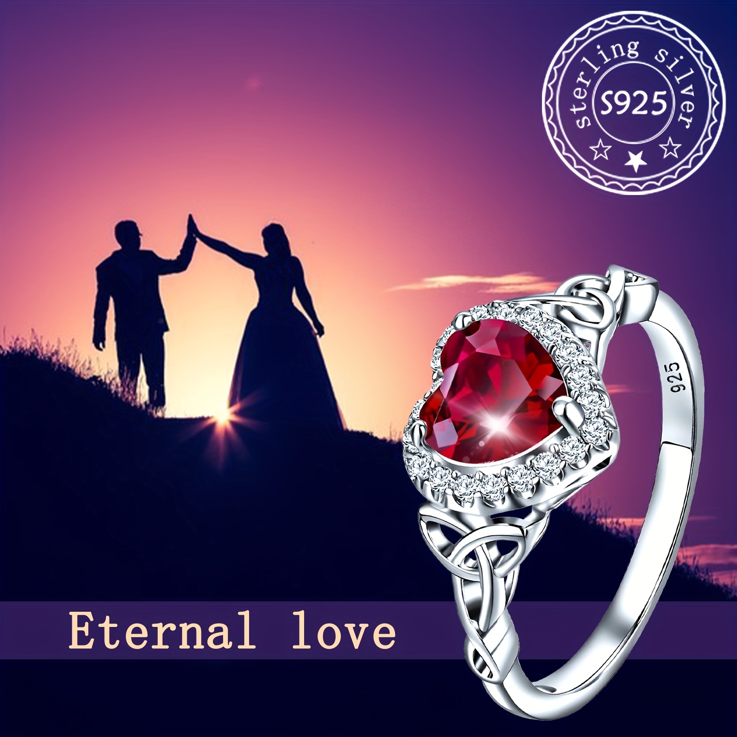 Women's Celtic Knot Ring with Synthetic Cubic Zirconia